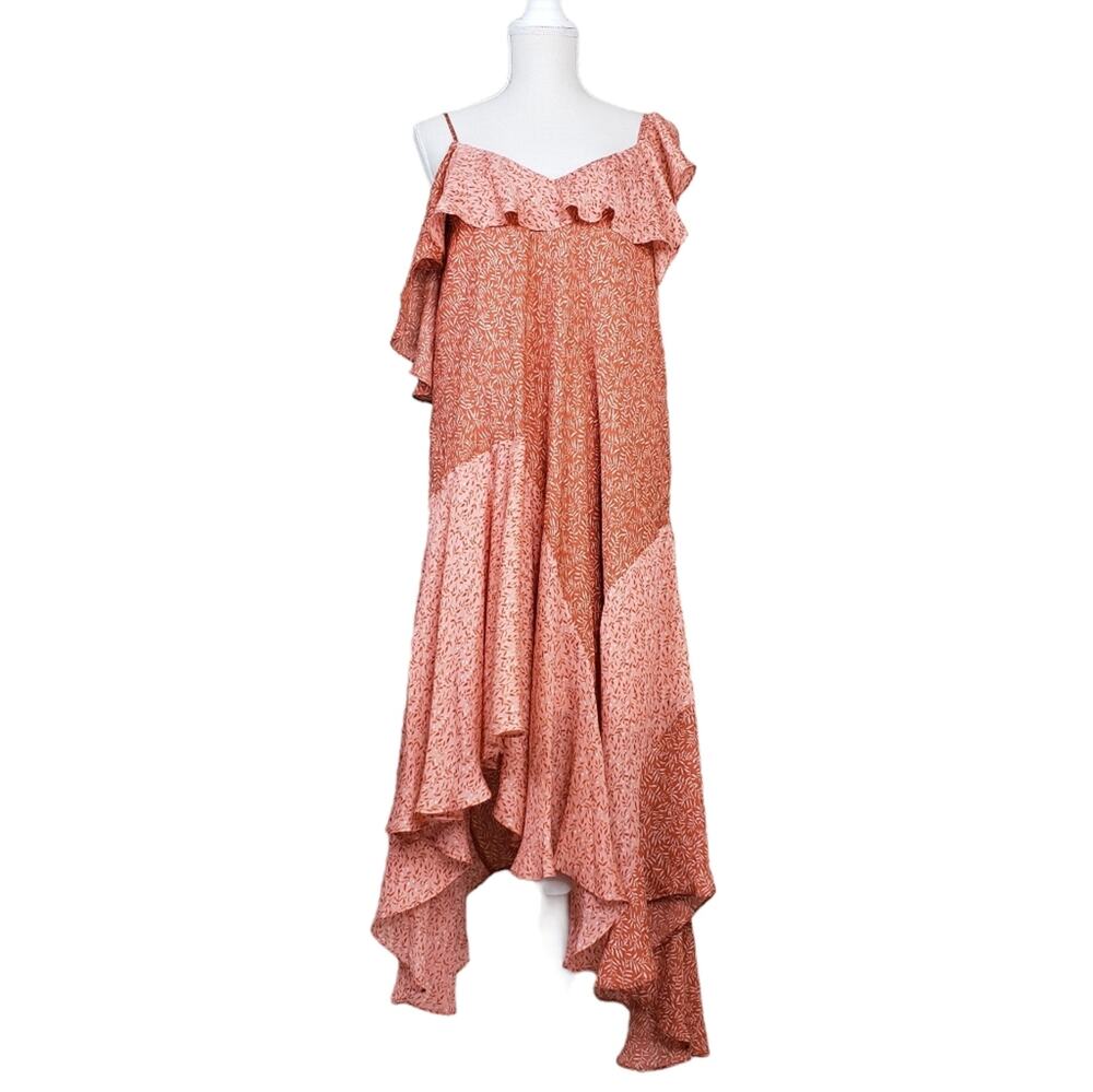 Joie Womens L Hacinthia Lined Asymmetrical Mix Sleeve Silk Dress New